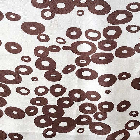 Vintage Op Art Rings 45" Long Silk Scarf Brown White Sally Gee Monotone - Picture 1 of 13